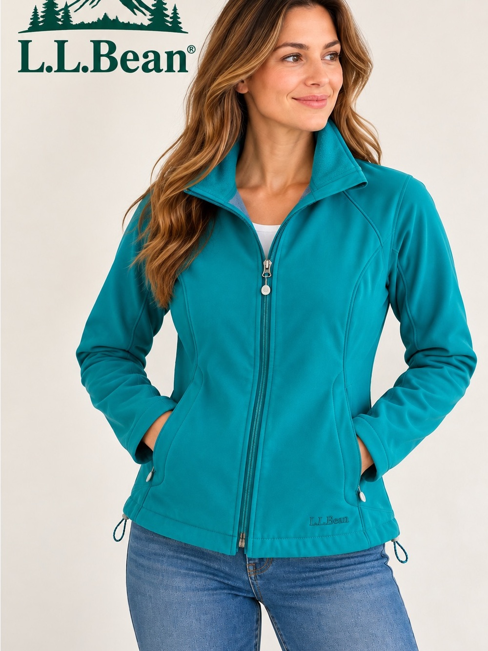 L.L. Bean Women's Teal Zip-Front Softshell Jacket